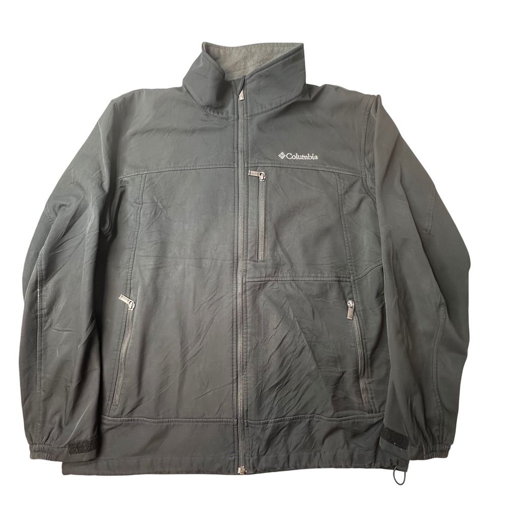 Columbia Jacket Mens L Black XM6820 Softshell Fleece Lined Full Zip Outdoor